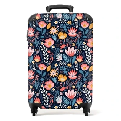 Afbeelding van NoBoringSuitcases.com® Rolkoffer, bagage voor dames en heren, cabinekoffers ruimbagage, bloemenpatroon, Koffer