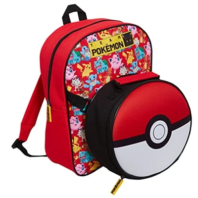Afbeelding van Pokemon Pikachu Rugzak met afneembare geïsoleerde lunchtas voor jongens en meisjes, 2 delig, broodtrommel warme of koude snacks, Rood,