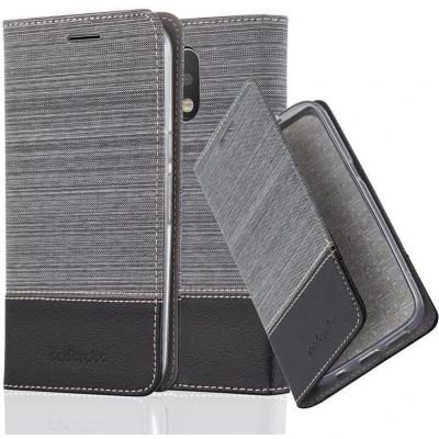 Afbeelding van Cadorabo Hoesje geschikt voor Motorola MOTO G4 / PLUS in GRIJS ZWART Beschermhoes met magnetische sluiting, standfunctie en kaartvakje Book Case Cover Etui
