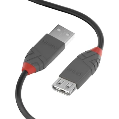 Afbeelding van LINDY USB kabel 2.0 A stekker, bus 0.50 m Zwart 36701