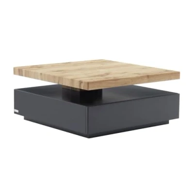Afbeelding van Salontafel KYRIA 1 lade &amp; draaiblad MDF Kleur: Antraciet eik L 80 cm x H 36 D