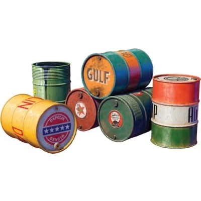 Afbeelding van 1:24 MiniArt 24012 Brandstof &amp; Olievaten 1930 50&#039;s voor diorama Set 2 6 Drums Plastic Modelbouwpakket