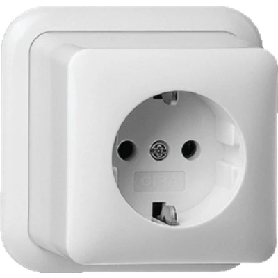 Afbeelding van GIRA opbouw Wandcontactdoos met randaarde Crème wit 444010