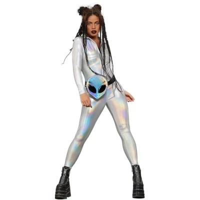 Afbeelding van SMIFFY&#039;S Holografische glanzende jumpsuit voor vrouwen XS