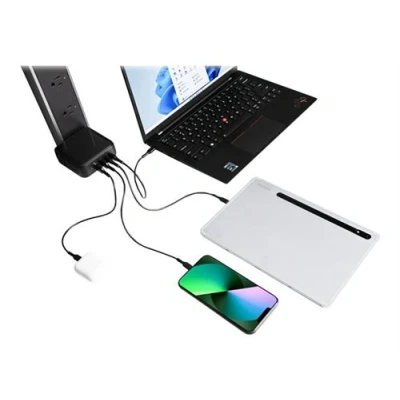 Image de Targus Adaptateur secteur GaN 100 Watt PD 4 connecteurs de sortie (2 x USB C, 2 type A à 9 broches) noir