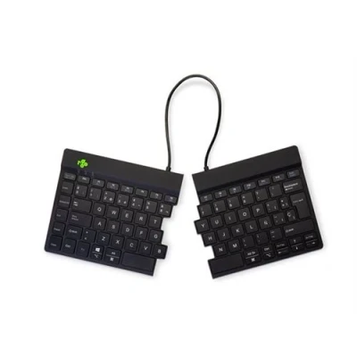 Image de R Go clavier Ergonomique Split break Version 2 avec indicateur de rupture intégré compact attache magnétique, LED sans fil Bluetooth 5.0 QWERTY Espagnol blanc