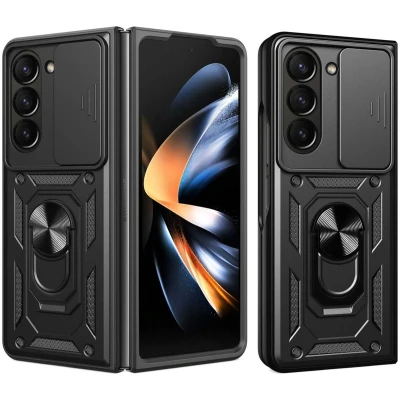 Afbeelding van iMoshion Hoesje Geschikt voor Samsung Galaxy Z Fold 5 Rugged Backcover met ring Zwart