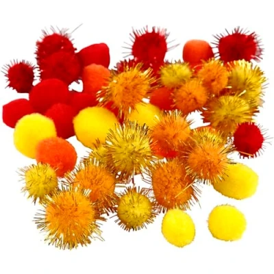 Afbeelding van Creotime Decoratiepompoms 15 20 Mm Rood/geel/oranje 48 Stuks