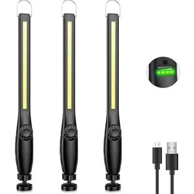 Afbeelding van highsam led handlamp, mechanische werklamp, oplaadbaar, COB lamp, werkplaatslamp, dimbaar, zaklamp voor auto, garage, camping (3 stuks)