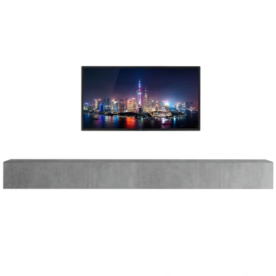 Afbeelding van Zwevend Tv meubel Tesla 276 cm breed in grijs beton