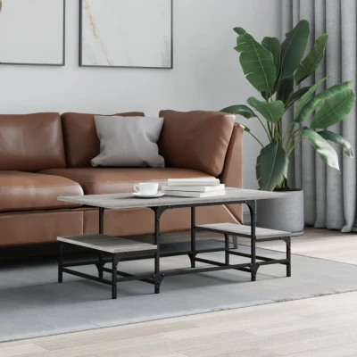 Afbeelding van Salontafel 100x50,5x40 cm bewerkt hout grijs sonoma