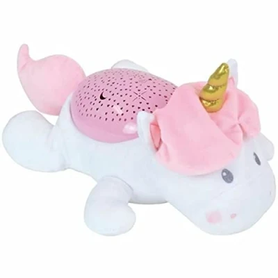 Image de Licorne VEILLEUSE MUSICALE rose et blanche Longueur 31 cm