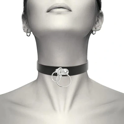 Afbeelding van Coquette ACCESSORIES Hand Crafted Choker Vegan Leather Double Ring