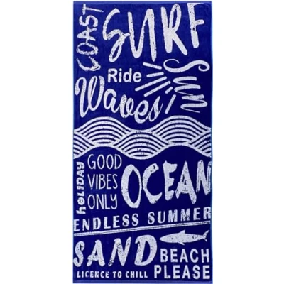 Afbeelding van jilda tex Strandhanddoek, 90 x 180 cm, strandlaken, 100% katoen, velours, badstof, onderhoudsvriendelijk, oceaanblauw
