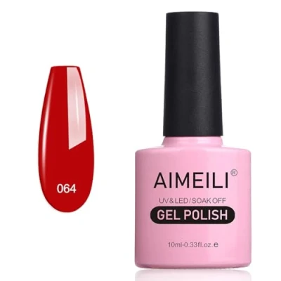 Image de AIMEILI Soak Off UV LED Vernis à Ongles Gel Semi Permanent Rouge Polish Pillar Box Red (064) 10ml