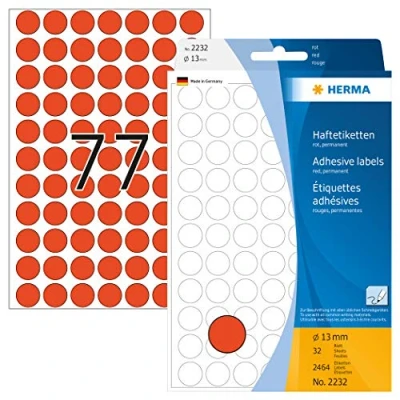 Afbeelding van Etiket HERMA 2232 rond 13mm rood 2464stuks
