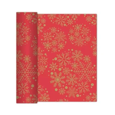 Afbeelding van Papieren tafelloper 40 cm x 6 m Sneeuwvlokkenrol Kleuren naar keuze Stof en absorberend Wegwerp Voor Kerstmis, winter, bruiloft, verjaardag, restauratie, rood goud
