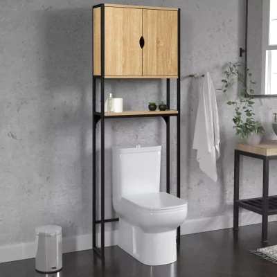 Afbeelding van Meuble étagère dessus WC placard DETROIT design industriel