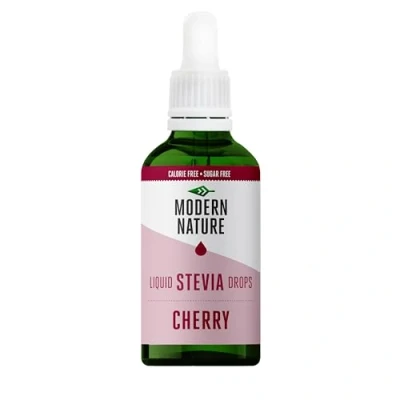 Afbeelding van Modern Nature Vloeibare Stevia druppels kersensmaak geen calorieën en suikervrij smaak voor water, thee, eiwit, yoghurt Keto Drops zoetstof Gezond Alternatief 100 ml