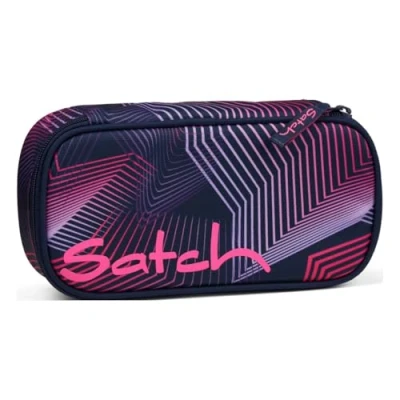 Afbeelding van satch Extra grote hardcase etui met scheidingswand, vak ritssluiting, driehoekige penhouder, venster voor schema&#039;s Seismic Pink donkerblauw
