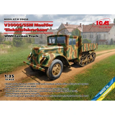 Afbeelding van 1:35 ICM 35410 WWII German Truck V3000S/SSM Maultier Einheitsfahrerhaus Plastic Modelbouwpakket