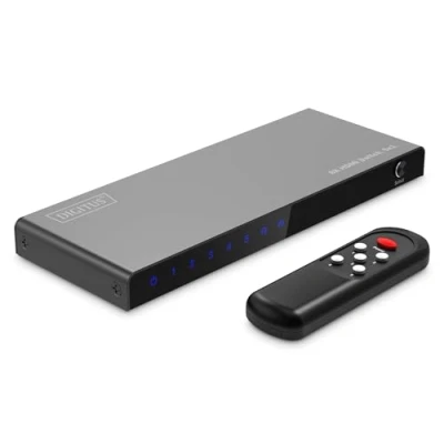 Afbeelding van Digitus DS 55334 HDMI switch 1 + 5 poorten LED weergave, Met afstandsbediening, Ultra HD geschikt, metalen behuizing, Individueel schakelbaar,