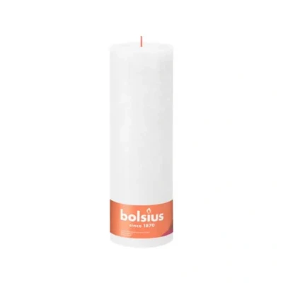Afbeelding van Bolsius witte rustiek stompkaars 300/100 (200 uur) Cloudy White