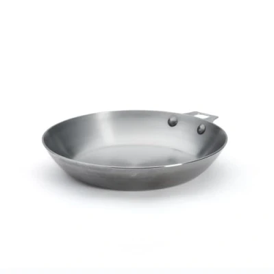 Image de de buyer 5630.24 &#039;mineral b element&#039; poêle ronde revêtue cire d&#039;abeille tôle d&#039;acier blanche avec embase pour queue amovible diamètre 24 cm
