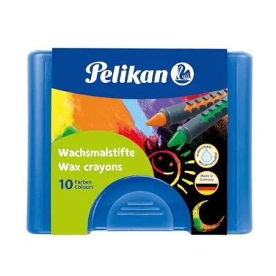 Image de PELIKAN crayons de cire 655/10, avec gaine, rond, soluble dans l&#039;eau, grattoir, contenu: 10 pièces, assortis les couleurs: blanc, jauneora