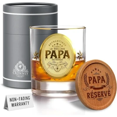 Afbeelding van CROWNLY CRYSTAL® Cadeau Verjaardag Papa Gepersonaliseerd Whiskyglas Mannen Voor Glas Whisky Vaderdag Origineel Idee Heren