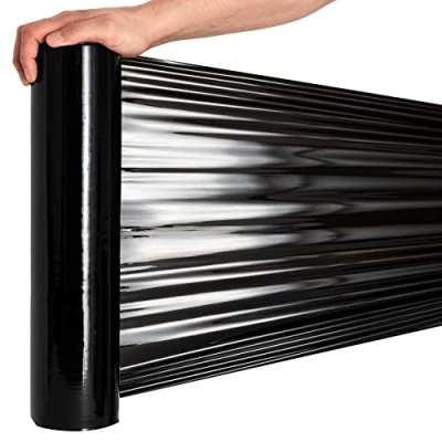 Afbeelding van RAGO® Krimpfolie voor verhuizing, zwart, 300 m, 9,5 x 40 cm, intrekfolie, palletfolie, verpakking I rol pakketten, m