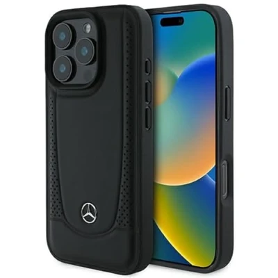 Afbeelding van Mercedes Benz Backcase hoesje geschikt voor iPhone 16 Pro Effen Zwart Leer
