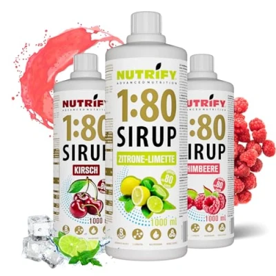 Afbeelding van NUTRIFY Vital Fitness Drink 3 stuks dranken 1:80 siroop x 1 L geconcentreerde drank met vitaminen en carnitine zonder suiker geeft 240 liter caloriearme sportdrank kersen,