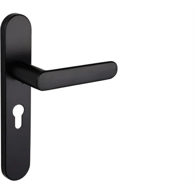 Afbeelding van Lavuzo deurkruk Novara Zwart met afgerond schild PC55 Per set