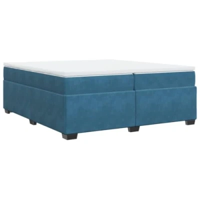 Afbeelding van vidaXL Boxspring met matras fluweel donkerblauw 200x200 cm