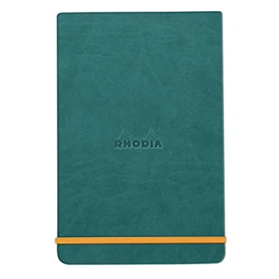 Afbeelding van RHODIA 194356C Webnotepad pauwenboek, A6, gelinieerd, 192 pagina&#039;s, afneembaar, helder papier, ivoorkleurig, 90 g/m, bladwijzers, elastische sluiting, kunstleren omslag, Rhodiarama