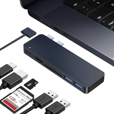 Afbeelding van iMounts MacBook Air usb c hub HDMI USB3.0 SD reader M2/M3 Midnight Black / Middernacht
