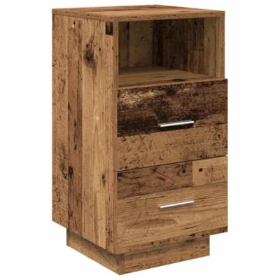 Afbeelding van Nachtkastje met 2 lades 36x36x68 cm oud houtkleurig