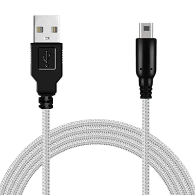 Afbeelding van OcioDual USB oplaadkabel, 1,5 m, zilverkleurig, gevlochten, compatibel met Ninten DSi, DSi XL, 2DS, New 2DS 3DS nieuwe 3DS, versterkt, krasbestendig ontwerp