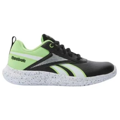 Afbeelding van Reebok RUSH Runner 5 Unisex Hardloopschoenen voor op de weg kinderen, Maat: 27, Black/solar lime/footwear white Imitatieleer/ textiel