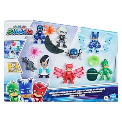 Afbeelding van PJ Masks Masks, set helden en schurken, kleuterspeelgoed met 7 figuren 10 accessoires, vanaf 3 jaar