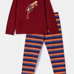 Afbeelding van Woody pyjama meisjes pony donkerrood 252 10 PLG S/495 maat 104
