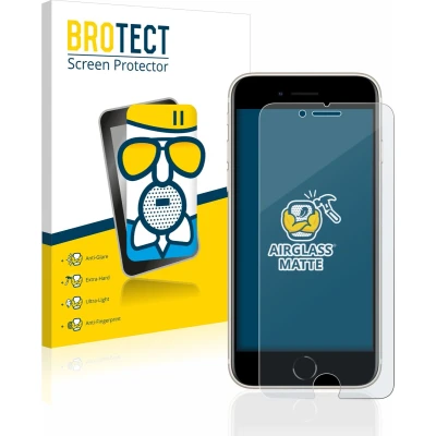 Afbeelding van BROTECT AirGlass Matte kogelwerende glasfolie (1 Stuk, Apple iPhone SE (2e generatie)), Smartphone beschermfolie, Grijs