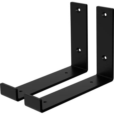 Afbeelding van Plankdrager 2 stuks 20x4x14 cm zwart metaal 5 mm gat ML Design