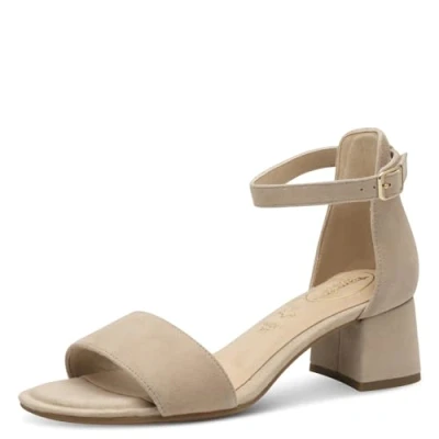 Afbeelding van Tamaris Comfort Sandalen met enkelbandjes, Dames, Maat: 37, Beige suede Leer