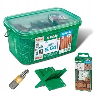 Afbeelding van Spax terrasschroeven bonuset, 5 x 60 mm, 500 stuks, bevestigingsschroeven, cilinderkop, T STAR plus T25, CUT punt 4507000500629