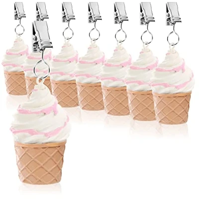 Afbeelding van COM FOUR® 8 x tafelkleedgewichten weerbestendig tafelkleedgewicht met clip tafelkleedclip in ijsdesign ca. 40 g (meerkleurig ijs)