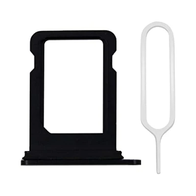Afbeelding van MMOBIEL Sim Tray Kaart Houder Slot voor iPhone 13 / 12 Zwart 6.1 inch Incl Rubber Ring