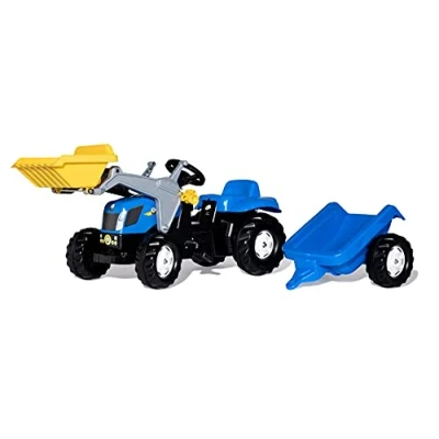 Afbeelding van Rolly Toys Rollykid New Holland Traptractor Met Frontlader En Aanhanger