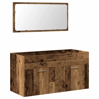 Afbeelding van VidaXL, Spiegelkasten, Badschrank mit Spiegel Altholz Optik Holzwerkstoff (90 x 38,5 46 cm)